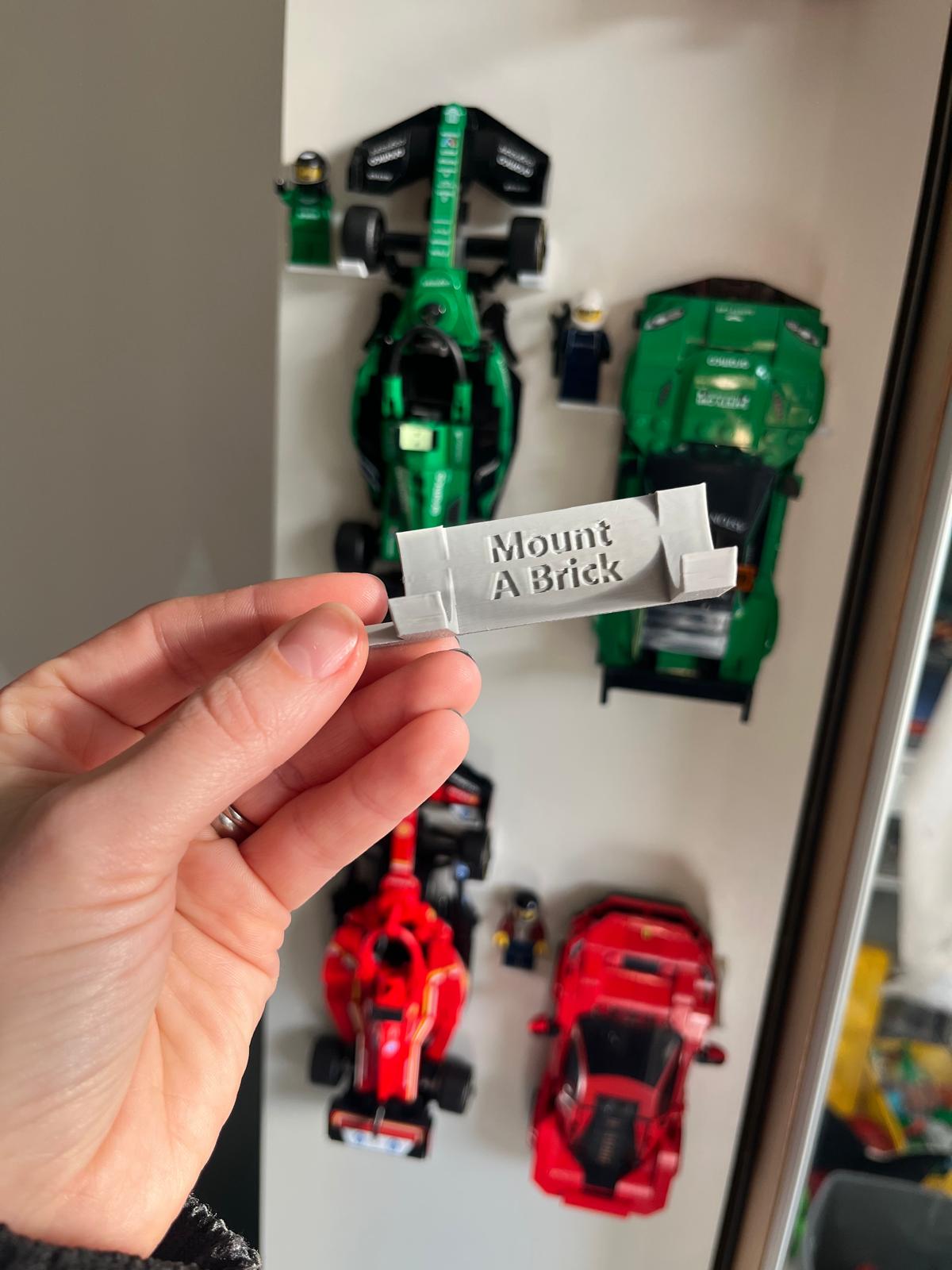 Wall Mount for Lego® Speed Champions - 6 Stud Wide - 2015/2020 - With Mini Figure Stand