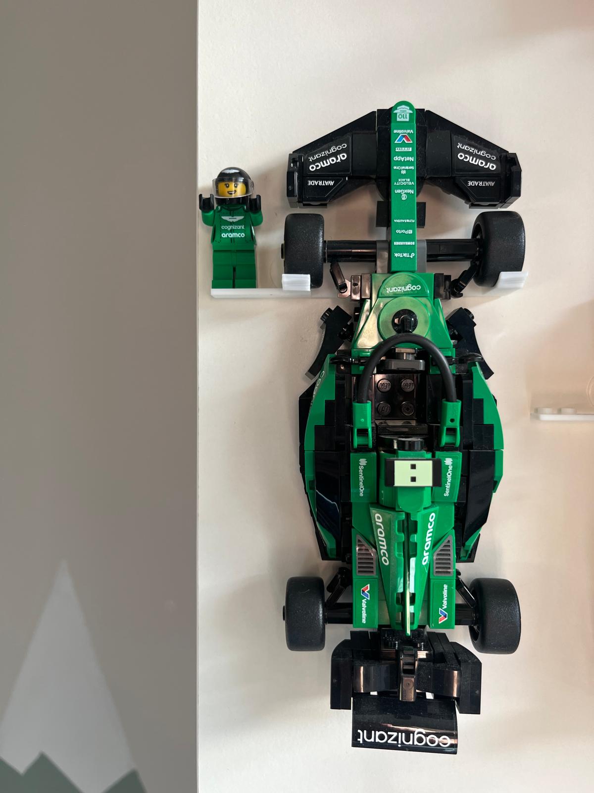 Wall Mount for Lego® Speed Champions - 8 Stud Wide - 2020/2025 - With Mini Figure Stand